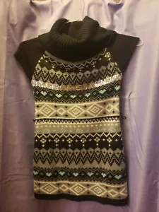 CRB GIRL SWEATER DRESS black and silver size 10/12 - Picture 1 of 6