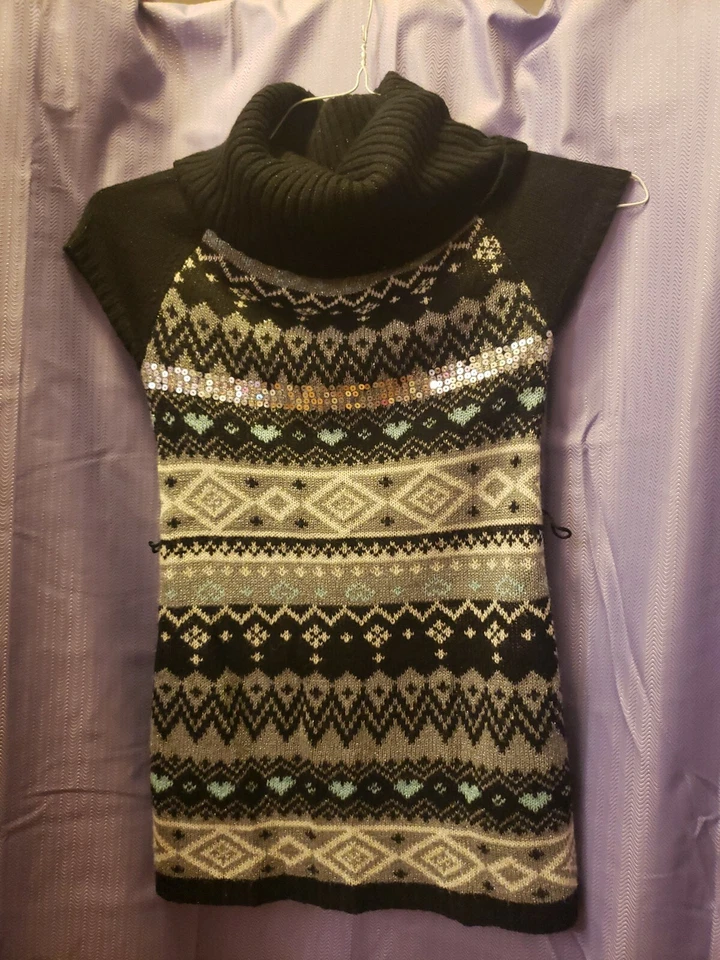 CRB GIRL SWEATER DRESS black and silver size 10/12 - Image 1 of 4