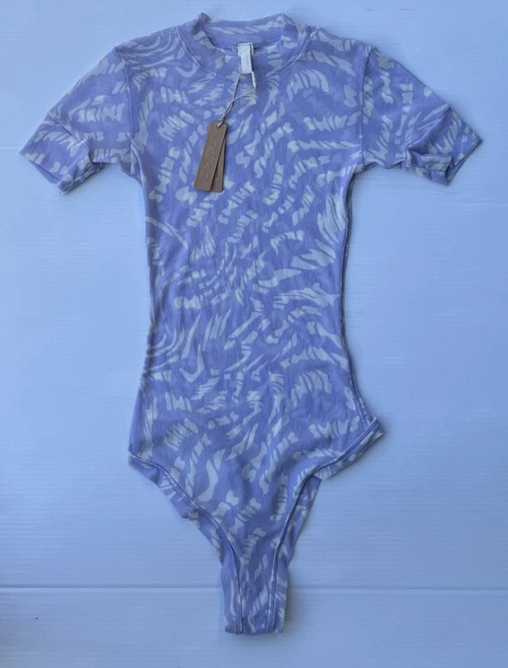 SKIMS Kim Kardashian Plus SUMMER Mesh Lilac Swirl T-Shirt Bodysuit Size XXS - Image 1 of 4