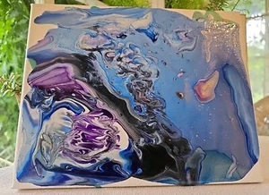 TRENDING Original Abstract Acrylic Pour Painting Canvas Fluid Art Wall Ocean - Picture 1 of 5