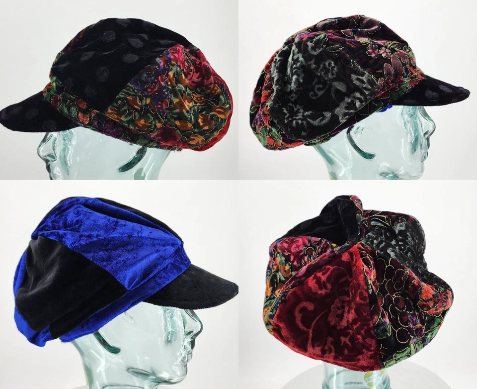 De Colección Venetian Paradise Reversible Terciopelo Sombrero Retro Divertido Pobre Niño Panadero Newsboy Foto 1 de 4