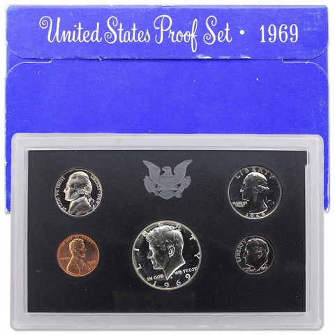 1969 S Proof Set Original Box 40% Silver US Mint 5 Coins Cover