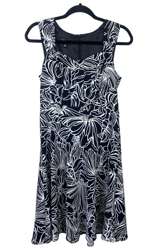 Abito donna ALYX taglia 6 nero bianco floreale zip senza maniche linea A