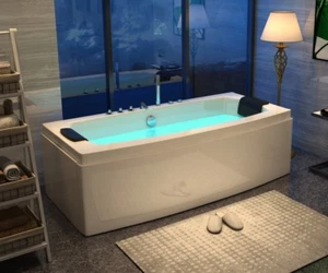 Whirlpool Badewanne 170x80 cm mit Armaturen 12 Massage Düsen freistehend günstig - Bild 1 von 12