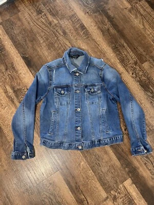 Chaqueta de camionero Rock & Republic para mujer grande azul denim desgastado botón delantero Foto 1 de 4