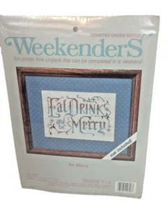 JCA Weekenders Counted Cross Stitch Kit 02726 Eat Drink & Be Merry New - Picture 1 of 7