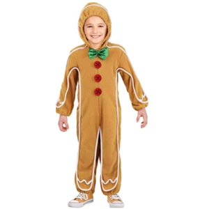 Christmas Halloween The Gingerbread Man Cosplay Costume Jumpsuit Unisex Kids 1PC - Picture 1 of 11