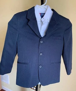 Dockers Boys Sz 6 R Pin Striped Navy Blue Blazer White Chaps Shirt Formal Blazer - Picture 1 of 12