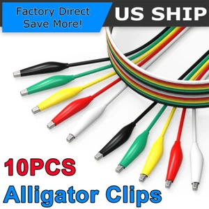 10Pcs 5Color Double-ended Wire Crocodile Alligator Clips Test Leads Jumper Cable - Picture 1 of 9