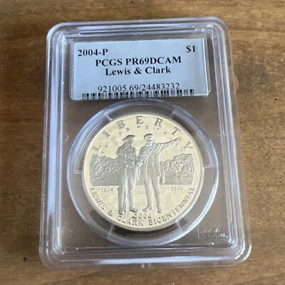 2004 P LEWIS & CLARK PCGS PR69 DCAM 90% Silver Commemorative Dollar - Image 1 of 4