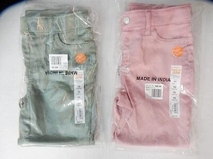 Jumping Beans® Adventure Denim Jeggings Girls 10 Green & Pink With Tags - Picture 1 of 9