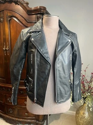 Straight To Hell Mens Leather Jacket Red Quilt Lined Zipper Pockets Size 40 - Image 1 of 4