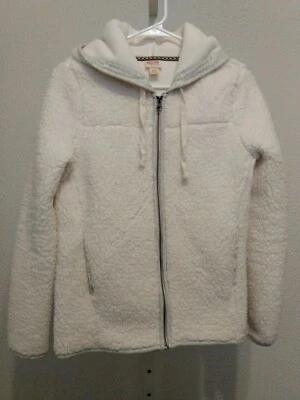 Chaqueta para mujer Mossimo Supply Co blanca polar con capucha forrada bolsillos cremallera talla XS/TP Foto 1 de 4