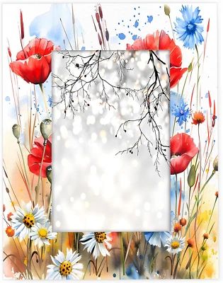 Marco de fotos floral colorido 4X6, marco de fotos de madera de flor de amapola para mesa D Foto 1 de 4