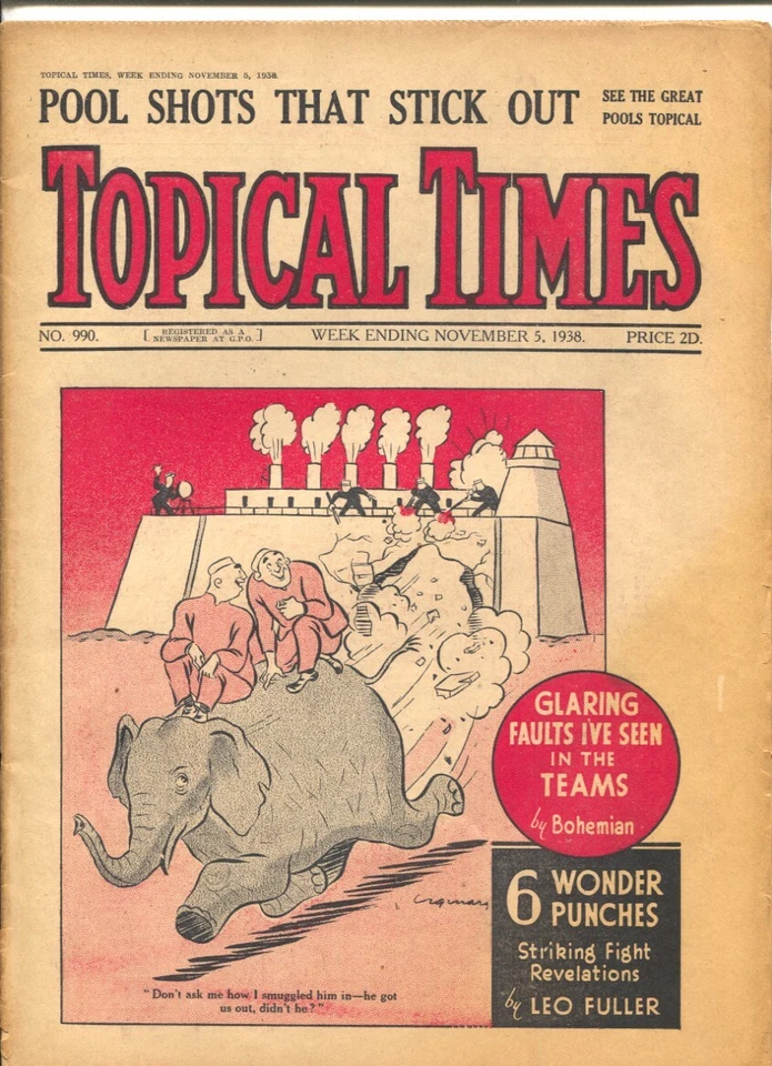 Sports Pub: Topical Times #990 11/5/1938--Soccer-Boxing story by Maxie Rosenb... - Image 1 of 1