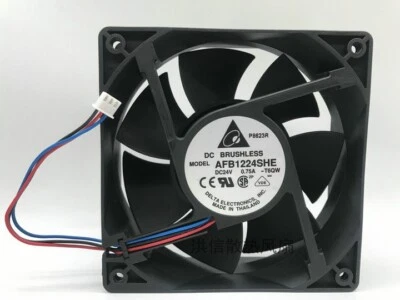 Delta AFB1224SHE 12038 24V 0.75A 12CM 120mm high air volume inverter fan 3pin - Image 1 of 3