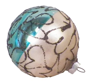 Premier Christmas Ornament Mercury Glass Blue Silver Mica Glitter Jumbo VTG #704 - Picture 1 of 7