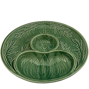Vintage Bordallo Pinheiro Chip and Dip Majolica Platter Dip and Vegatable Tray - Picture 1 of 6