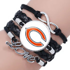 Chicago Bears Love Leather Bracelet with Team Logo One Size Fits Most