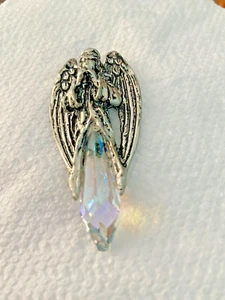 Comstock Creations 7191 Pewter Praying Angel Crystal Pendant - Picture 1 of 7