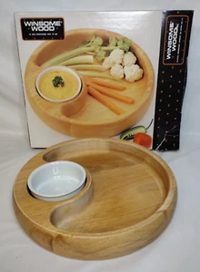 2004 Winsome Beechwood 12" Chip n' Dip with Ceramic Insert - Original Box - Picture 1 of 7