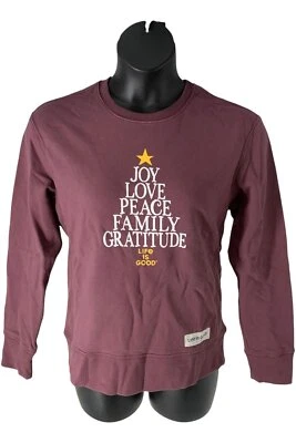 Life Is Good Holiday Mujer Manga Larga Vellón Crew Árbol/Caoba Foto 1 de 3