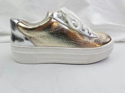 Steve Madden Talla 5M Mujeres Dorado Plata Bloque de Color Plataforma Encaje Moda Tenis Foto 1 de 4