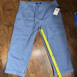 Chaps Capri Cargo Pants Women's Size M Blue Stretch Pull On Casual Hiking NWT - Picture 1 of 6