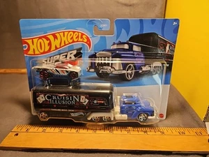 Véhicule et voiture de transport Hot Wheels Super Rigs Cruisin Illusion 2023 - Neuf SCELLÉ - Photo 1/8