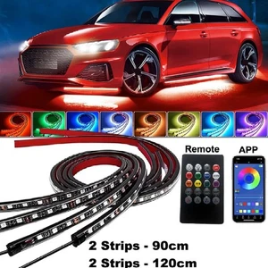 4x RGB LED Under Car Tube Strip Underglow Body Neon Light Kit APP Remote Control - Picture 1 of 20
