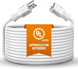 10Ft White Outdoor Extension Cord Heavy Duty Sjtw 16Awg Grounded Power Cable - Picture 1 of 7
