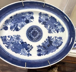 Antike chinesische blau weiße Porzellanplatte 18. Jahrhundert - Bild 1 von 9