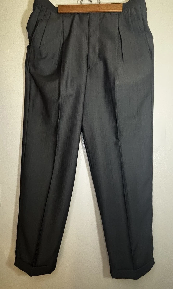 パンツ GIORGIO ARMANI / Gray Wool Wide Slacks Giorgio Armani Dress Pant Mens 56 (US 40) Gray Plaid Flat Front