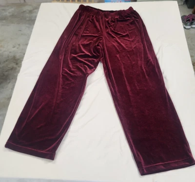 VTG 90s Y2K High Waist Velour Crimson Pants Stretch Pull On Wide Leg 2X NWT - Image 1 of 4