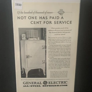 Vintage 1930 General Electric No One Paid A Cent For Service Ad Advertisement - Picture 1 of 2