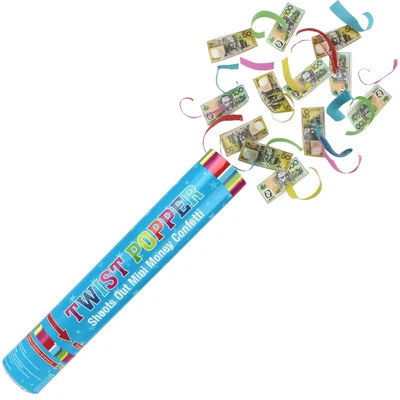 Money Confetti Twist Popper Cannon 50 & 100 Dollar Notes Gangster Casino Party - image 1 of 4