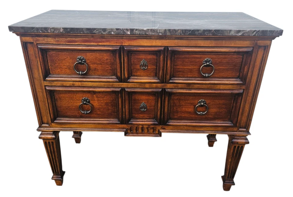 Ethan Allen Tuscany Marble Top Console Table Server Nightstand End Table - Image 1 of 4