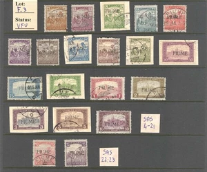 F_3. FIUME. 1919 "HUNGARY STAMPS" set. VFU (some on paper). - Picture 1 of 1