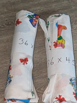 Vtg Sesame Street Christmas Cut Fabric 36 X 45   Elmo Oscar More 2 Pcs - Image 1 of 4