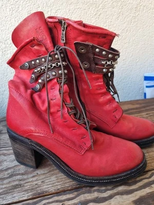 Botas de cuero rojas vintage AS 98 talla 41 diseñador italiano Foto 1 de 4
