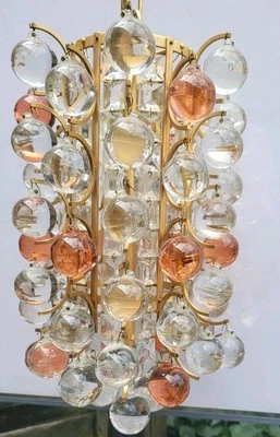 TOP seltene Art Deco Hängelampe Murano mit Glaskugeln und Messinggestell - Bild 1 von 4