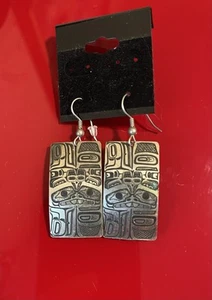 VINTAGE NORTHWEST COAST, HAIDA, STERLING SILVER EARRINGS UNPOLISHED - Picture 1 of 2
