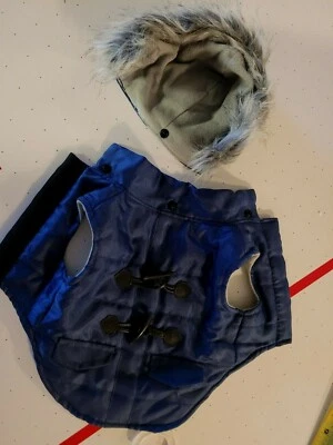 Chaqueta Abrigo Zack & Zoey Toggle Accent Perro Gato + Capucha de Piel Extraíble Fx Pequeña Azul Foto 1 de 4