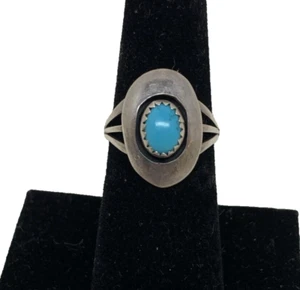 Vintage Navajo Ring 925 Silber Türkis Gr. 6,5 signiert Sharon Cisco 80er Jahre 3 Gramm - Bild 1 von 9