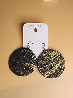 Nuevo EVEREVE Disco de Cuero Gamuza Negro Metálico Dorado Diseño Horizontal ¡ENVÍO GRATUITO DE $!! Foto 1 de 4