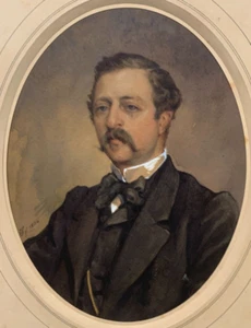 Portrait d'un Homme à Moustache de la Noblesse Costume Monogramme 1864 - Imagen 1 de 11