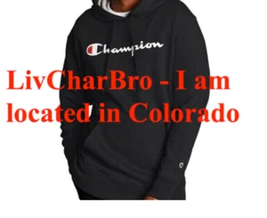 Small or Medium Mens  Champion Fleece Graphic Hooded Sweatshirt Powerblend-BLACK - Picture 1 of 6