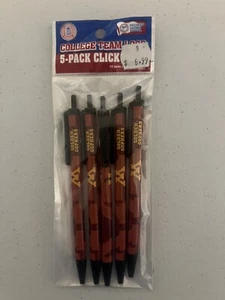 Minnesota Golden Gophers 5er-Pack Klick Stifte - schwarze Tinte offiziell lizenziert NEU - Bild 1 von 2
