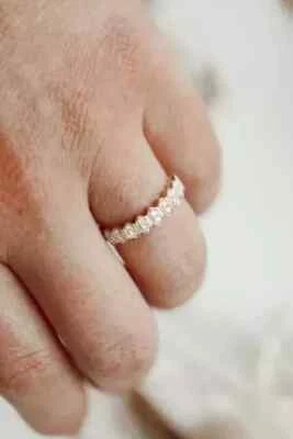 1.0Ct Round Moissanite Engagement Wedding Band Ring Solid 14k Yellow Gold Plated - Image 1 of 4