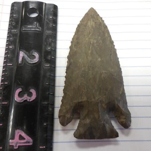 BLACK DOVER  DEEP NOTCH BEVELED LOST LAKE  POINT --CLASSIC FORM AND FLAKING - Picture 1 of 11